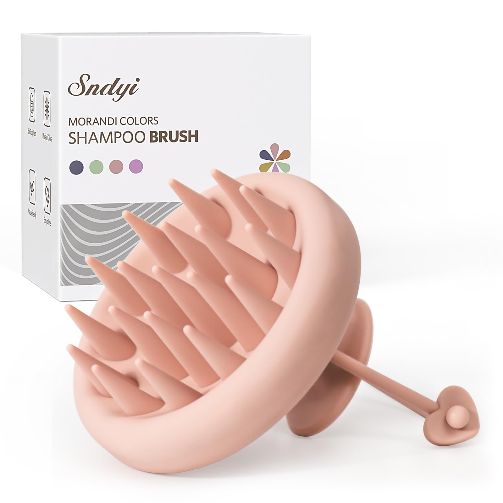 Sndyi Silicone Scalp Massager Shampoo Brush, Scalp Brush for Hair Growth and Head Massage, Scalp Scrubber/Exfoliator for Dandruff Removal, Silicone Hair Scalp Massager, Wet & Dry Use, Pearl Pink