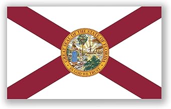 Florida Flag FL Vinyl Decal Sticker The Sunshine State Car Window Bumper 2-Pack 5-Inches by 3-Inches Premium Quality UV-Resistant Laminate PDS315