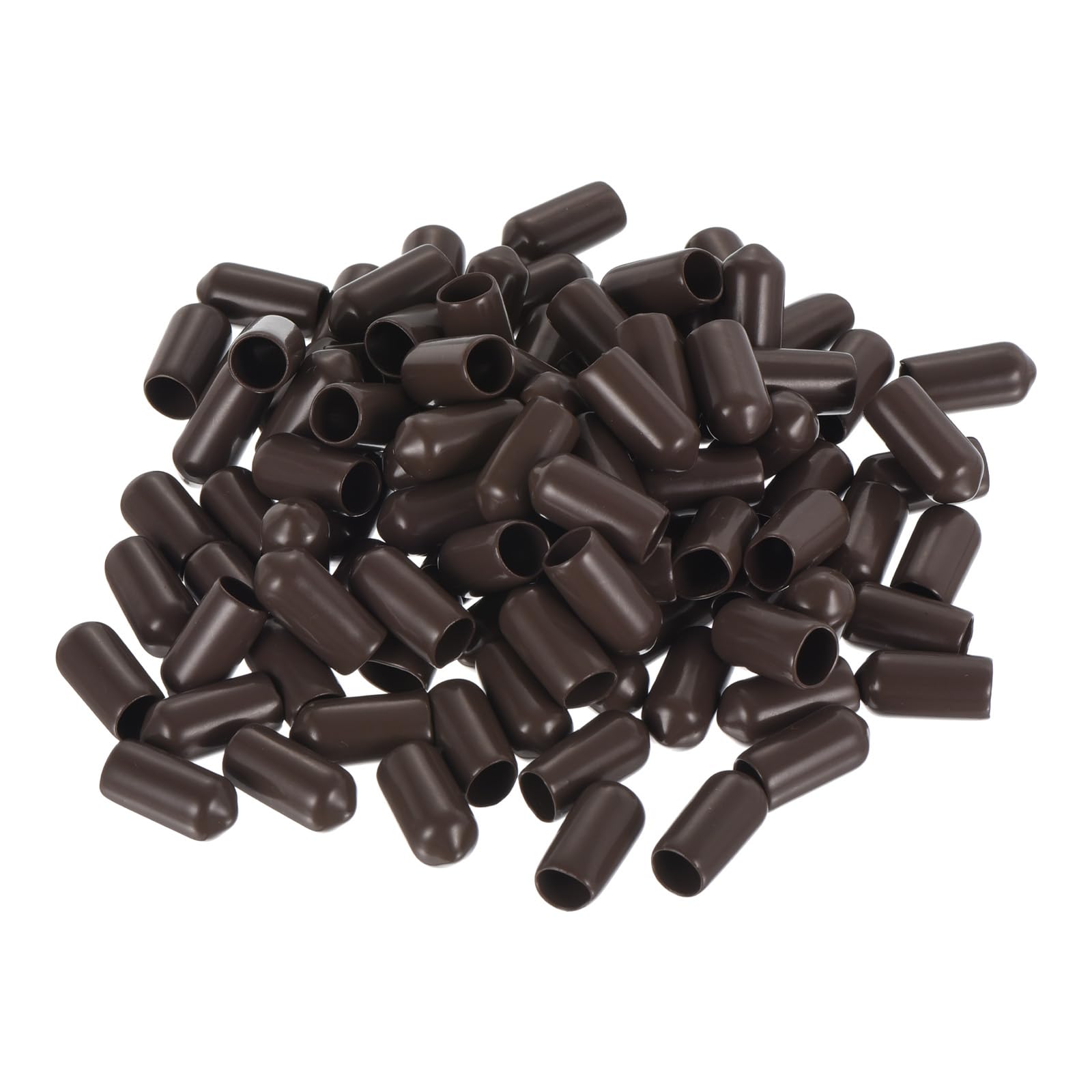 uxcell 100pcs Rubber End Caps 7mm(1/4") ID Vinyl PVC Round Tube Bolt Cap Cover Screw Thread Protectors Brown