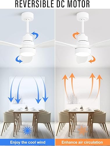 Miniatura 5 de Sofucor Ventilador de techo de 52 pulgadas con control remoto de luces, 3 postes para ventilador de techo interior y exterior con control remoto,