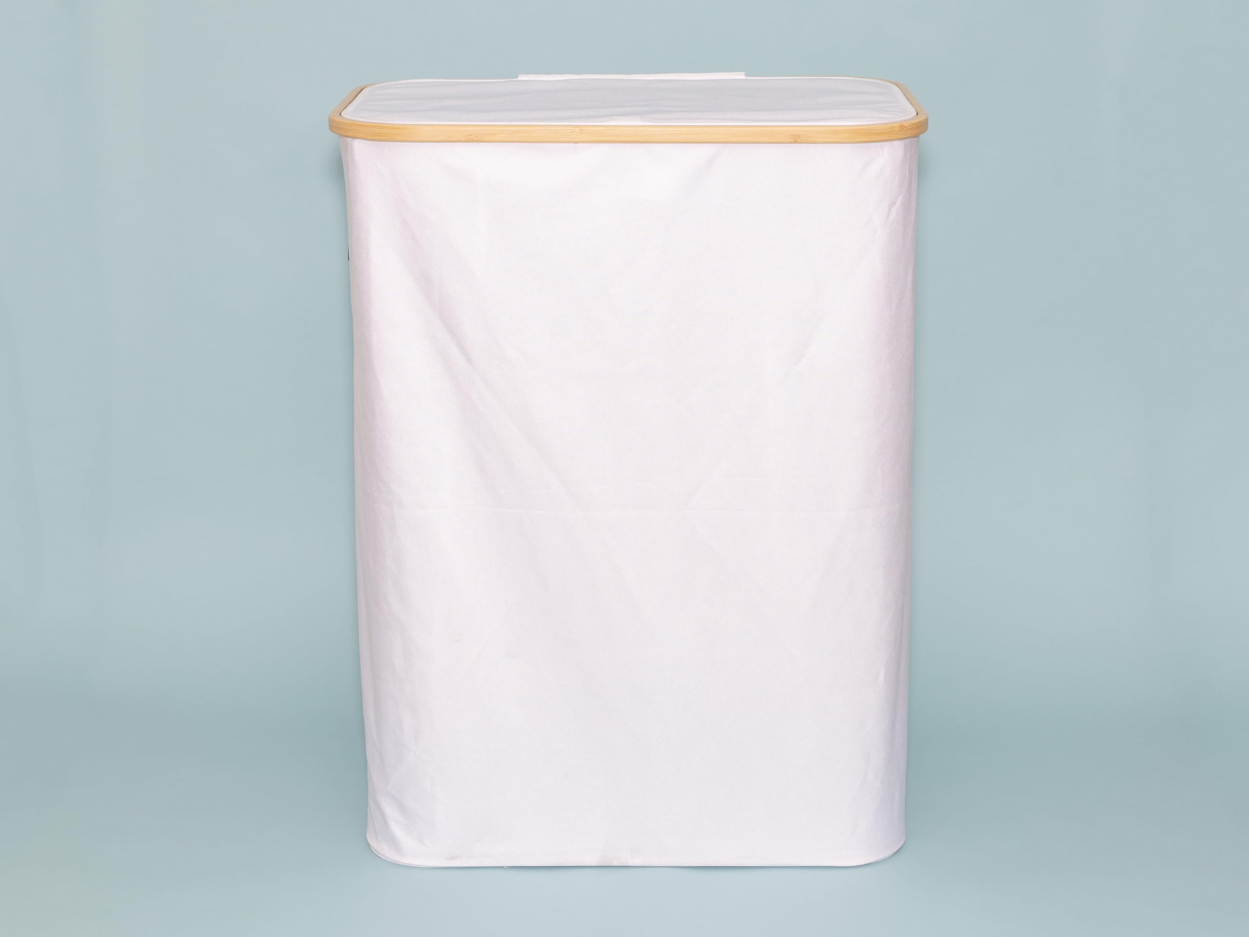 Opvouwbare Wasmand Met Wieltjes, 90 Liter - Uitneembare Waszak En Deksel 46 X 33 X 65 Cm In Wolkenwit