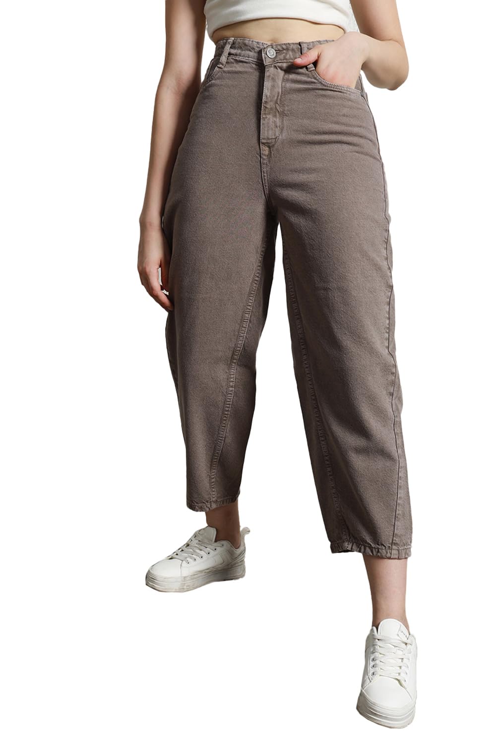 hubberholme Women Washed Cotton Mom Fit High- Rise Jeans 18-picture-10