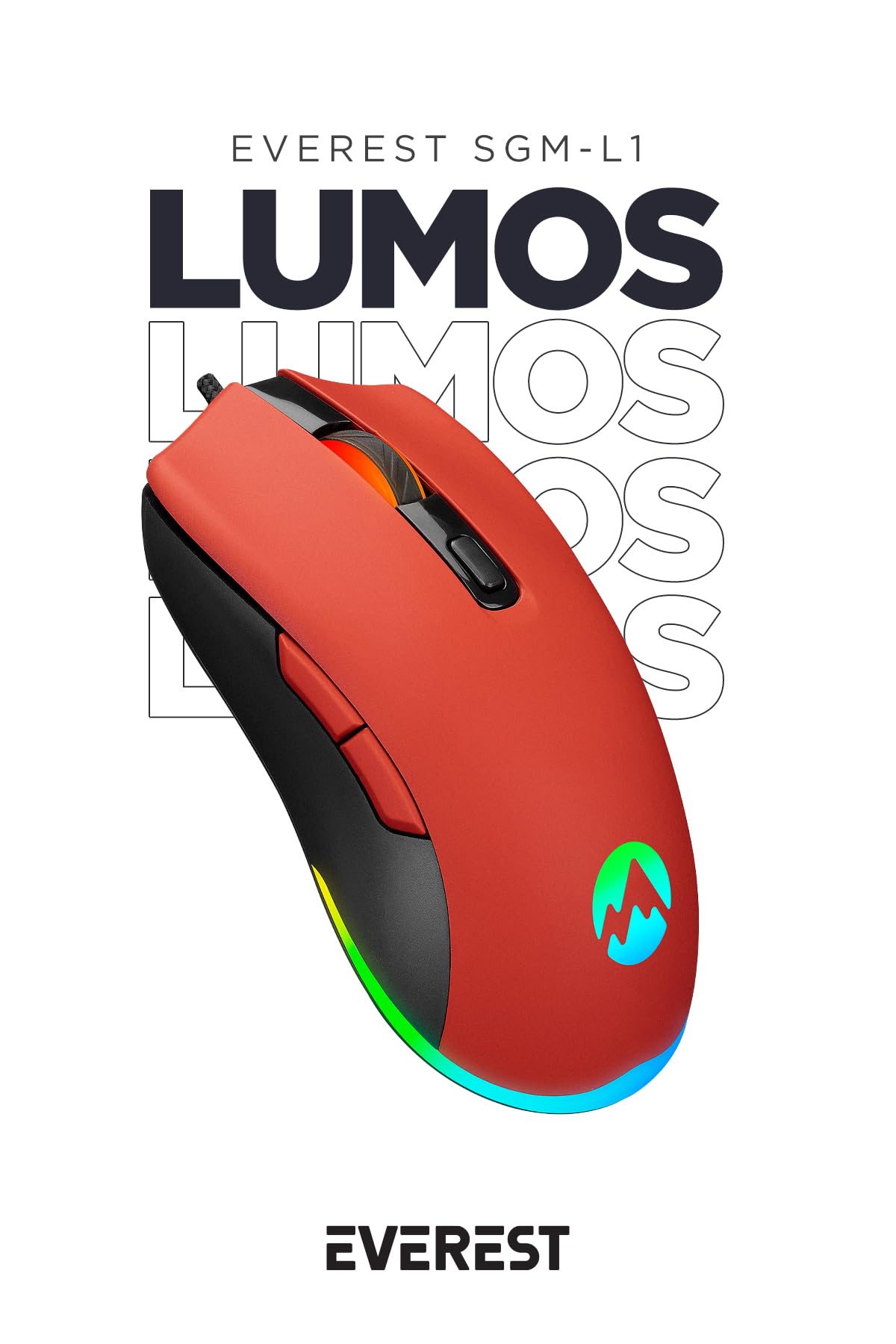 Everest SGM-L1 LUMOS Kırmızı 6400dpi RGB Ledli Makrolu Gaming Oyuncu Mouse