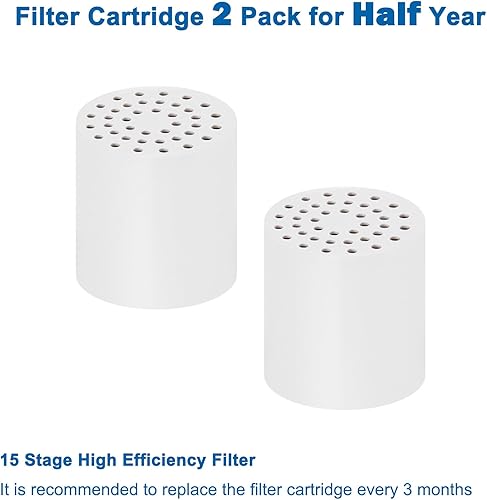 Miniatura 2 de NearMoon Cartucho de repuesto universal de 15 etapas de alto rendimiento con VC, reduce el agua dura, impurezas de metales pesados, mejora la piel y