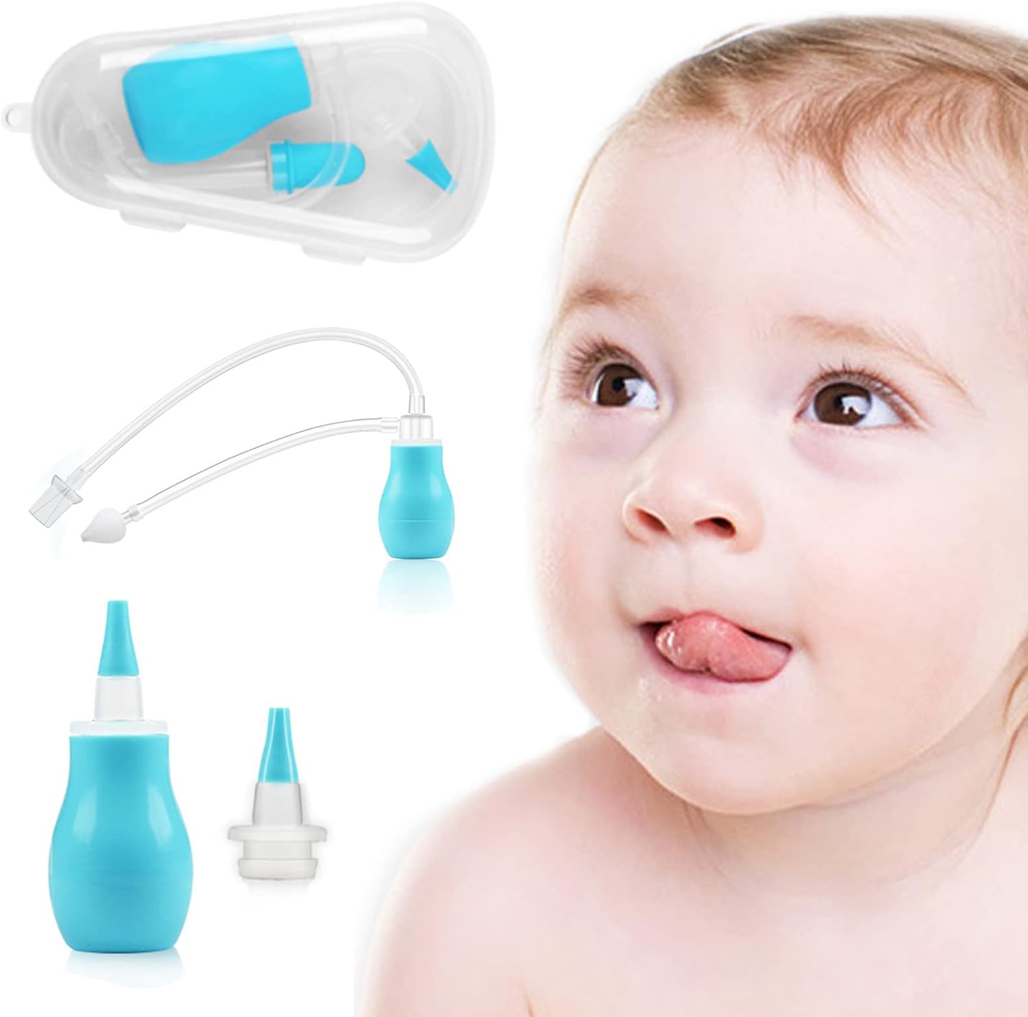 Baby Nasal Aspirator Light Blue Baby Nasal Aspirator Reusable Nasal Suction for Toddlers