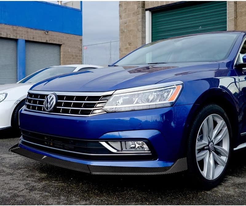 3PCS Front Bumper Lip Kit fit for compatible with 2016-2019 Volkswagen Passat, STP-Style Splitter Trim Protection Spoiler, Air-Dam-Chin-Diffuser (Carbon Look)