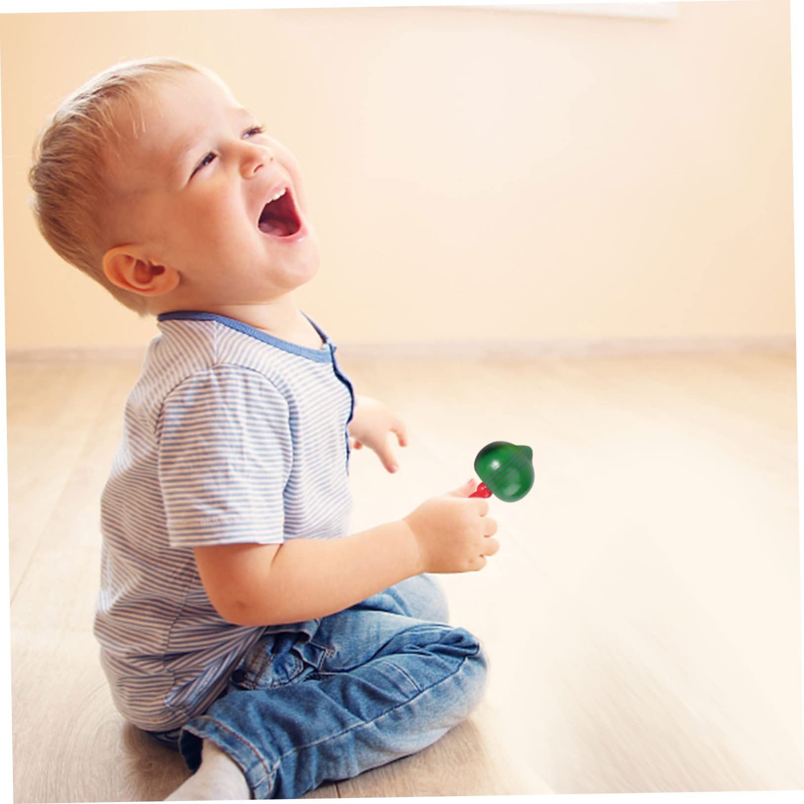 KICHOUSE Fruit Tops Wooden Gyro Toys for Boys and Girls Hand-Eye Coordination Game Random Style