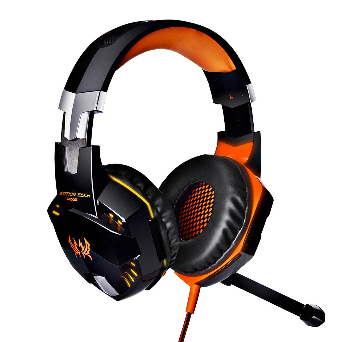 Gaming Headset Stereo USB LED Lighting Headphone with Mic for PC Laptop Tablet