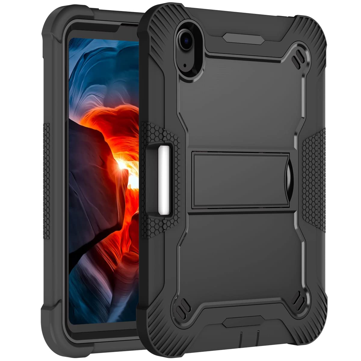 HUATRK iPad Mini 6 Case 2021,iPad Mini 6th Generation Case Kickstand Heavy Duty Shockproof Protective Cover Black