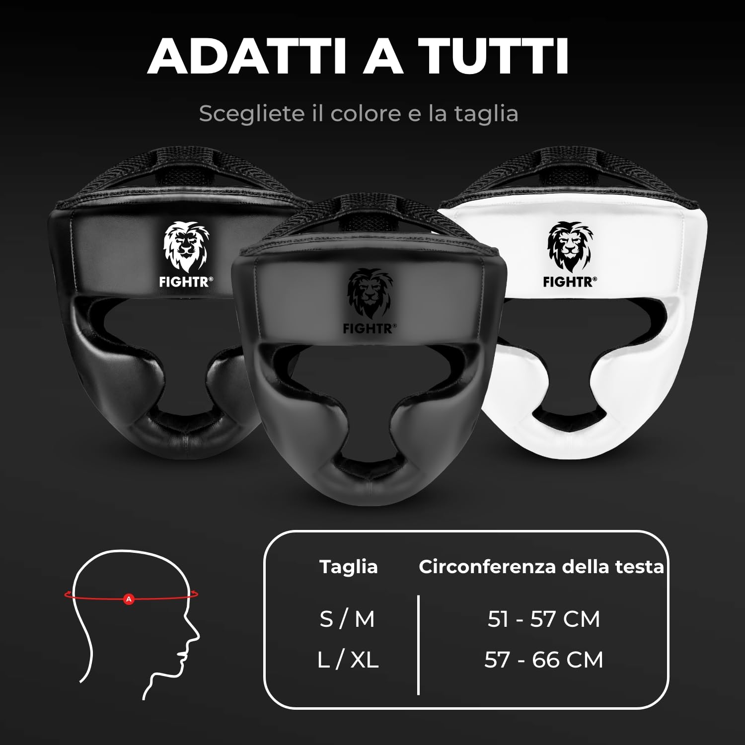 FIGHTR® Casco da boxe per sparring | Misura regolabile per boxe, MMA, Muay Thai, kickboxing e arti marziali |Protezione della testa con ottima vestibilità per la massima protezione