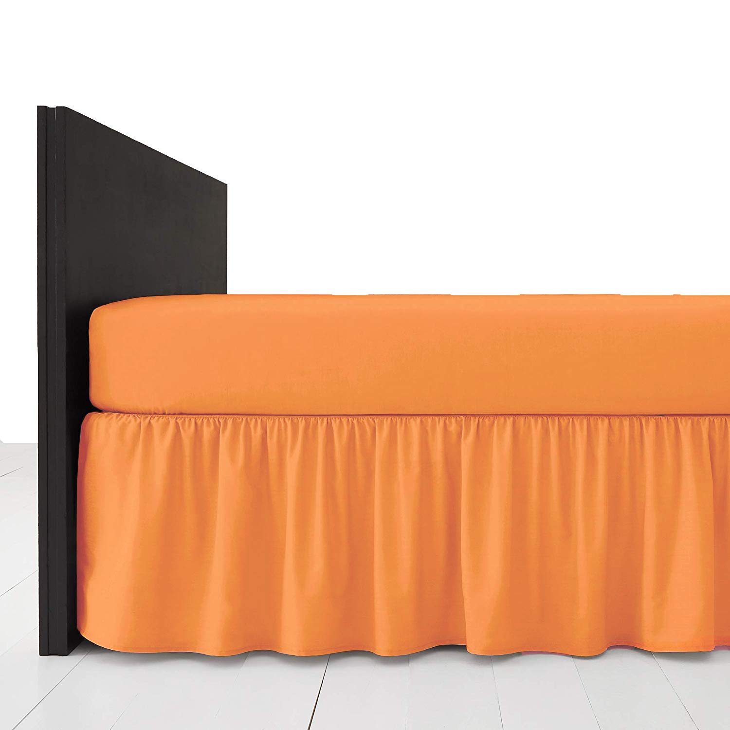 Comfy Nights Plain Dyed Polycotton Easy Care Frilled Base Valance In 19 Colors (Single, Peach)
