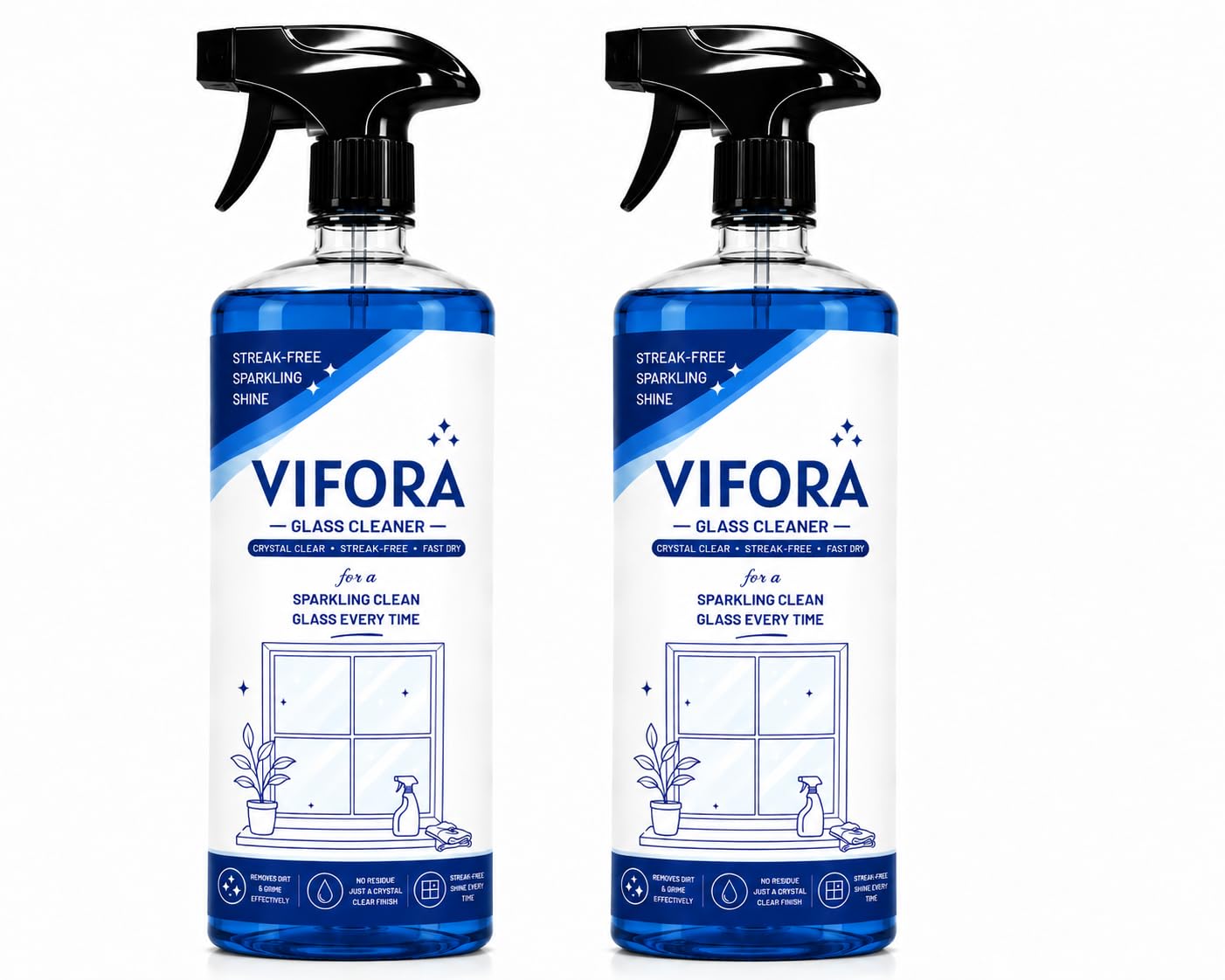 VIFORA Glass Cleaner Spray for Windows, Mirrors & Glass Surfaces | Streak-Free Shine | Crystal Clear Finish | Fast Dry Formula | Removes Water Marks & Smudges | 500ml (PACK OF 2)-image-21