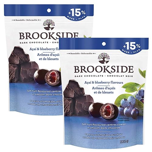 Brookside Caramelos de chocolate oscuro sabores de acai y arándanos 7 onzas