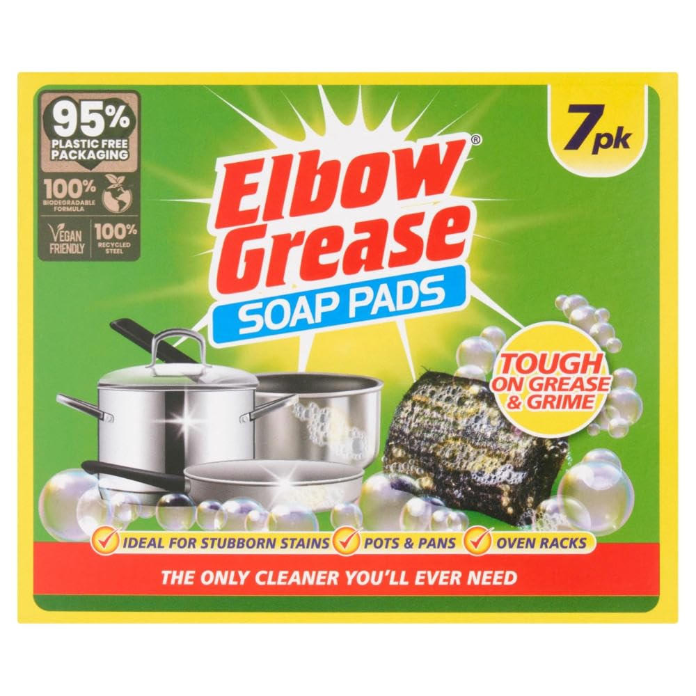 Elbow Grease Soap Pads (7 Pack) Tough Metal Detergent Filled Scourers