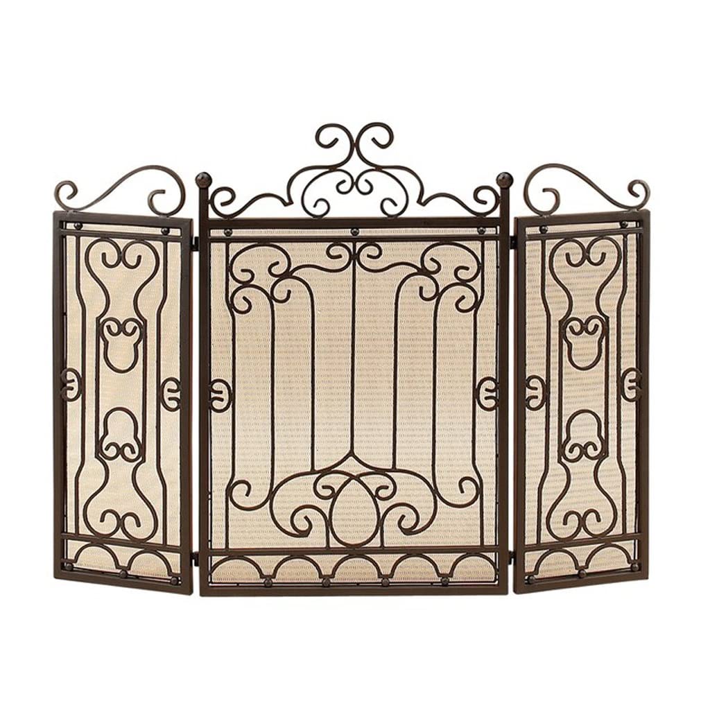 Schermi per Caminetti di Guardia Schermo antincendio francese in ferro battuto Piano Tri-Fold Real Fire Parete Parete Schermo divisorio Decoro Decoro Decoro Struttura for uso domestico Recinzione Sche