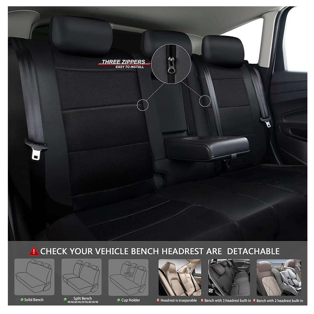 Set Coprisedili Auto per Suzuki Swift 2016-2026, Coprisedili in Pelle E Tessuto Traspiranti Sedili Protezion Coprisedile Antiscivolo Interni Accessori,A/Black-Grey-5 Seats