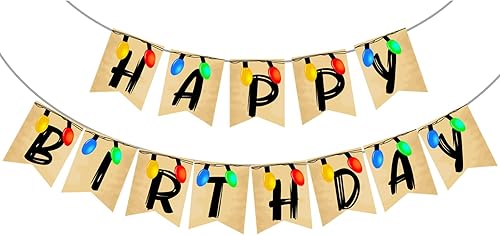 Cartel de cosas de feliz cumpleaños extrañas decoraciones de fiesta película temática extraña maratón cosas nocturnas para niños y niñas decoración