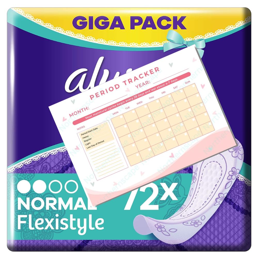 Dailies Pantyliners | Normal Flexistyle | Fresh Gigapack 72 | Bundle | Sanitary Towels | Suitable for All Panty Shapes | Women | Northernscape Period Tracker Included