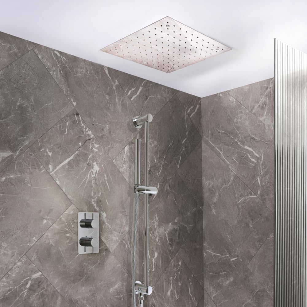 Milano Chrome Otto Thermostatic Mixer Valve 400Mm Shower Head Handset Riser Rail