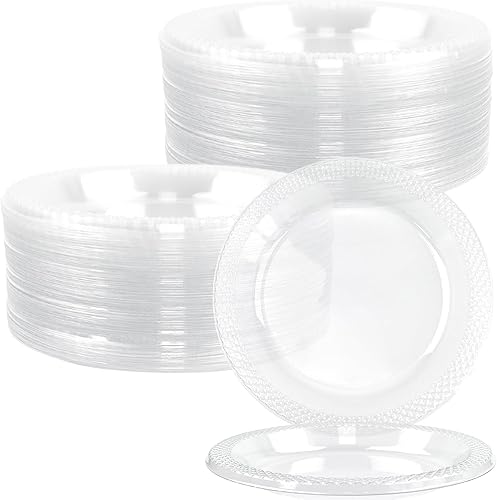 Rainmae Paquete de 100 platos de plástico transparente de 6 pulgadas, platos de degustación de vinos de alta resistencia, platos desechables,