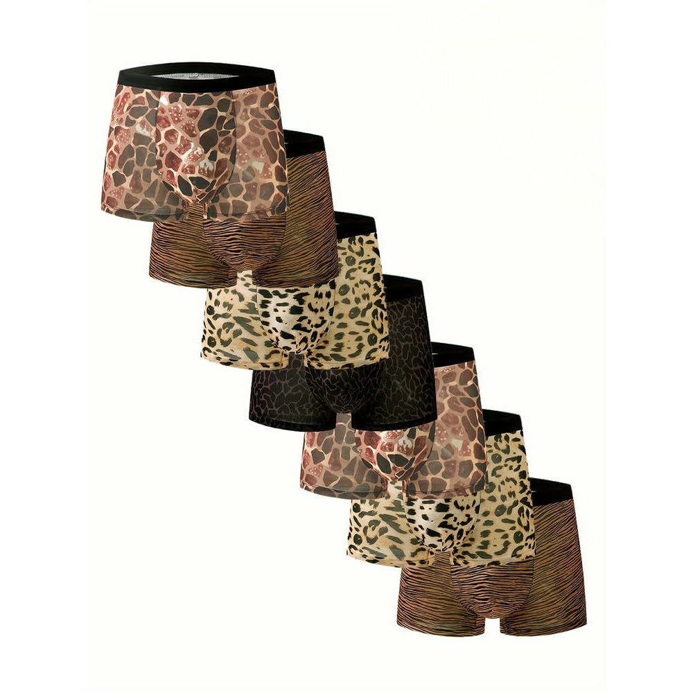 Ropa interior cómoda de leopardo para el día a día y noches especiales pack de 6 bóxers de hombre