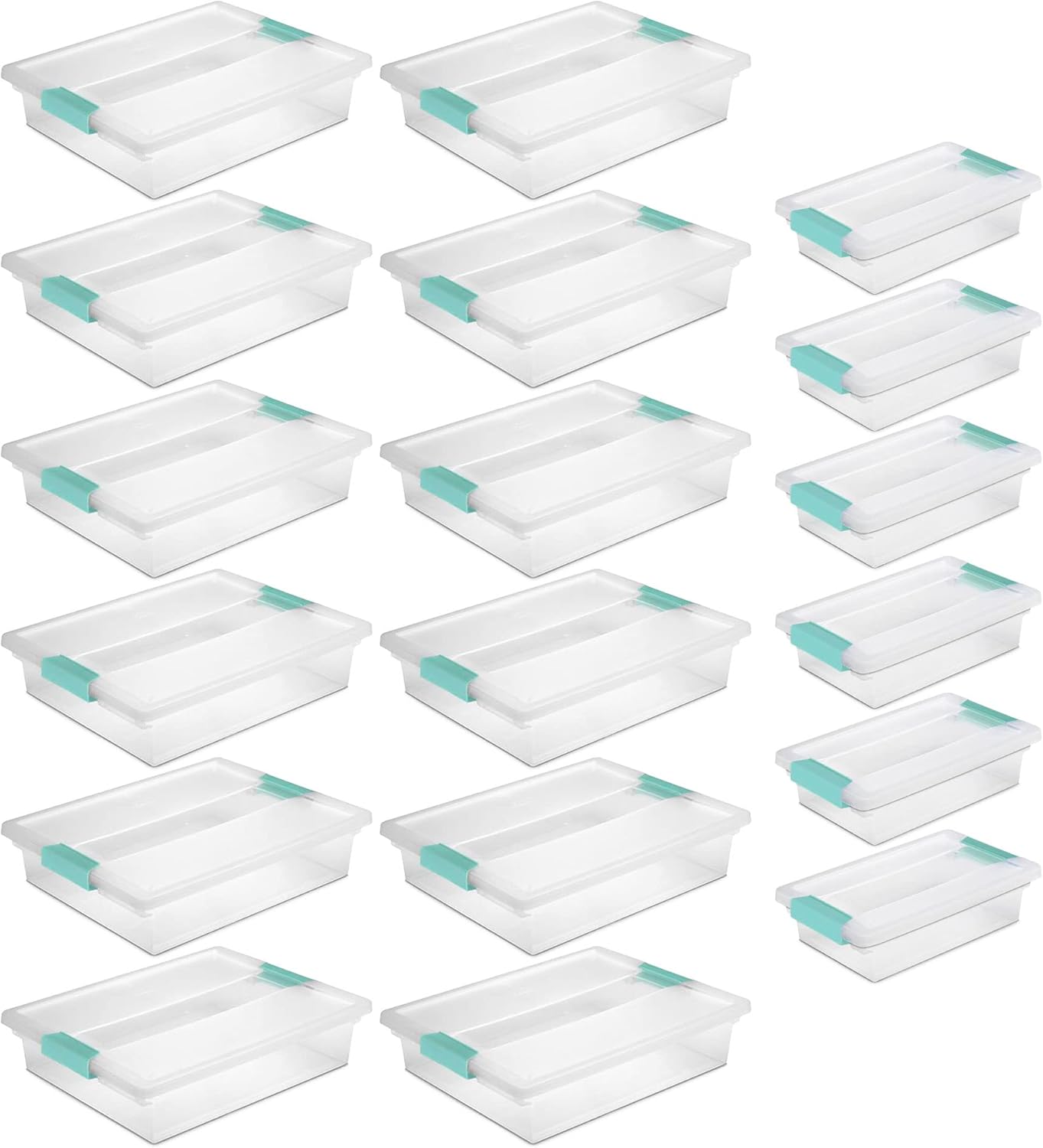 Sterilite 12 Pack Large Clip and 6 Pack Small Clip Plastic Storage Organizer Bins