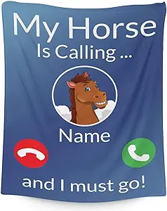 Mercuryelf Custom Horse Blanket Gift - 30x40 Inches Funny Throw Blankets for Kids - Blue Soft, Fuzzy & Warm Throws for Lap, Crib