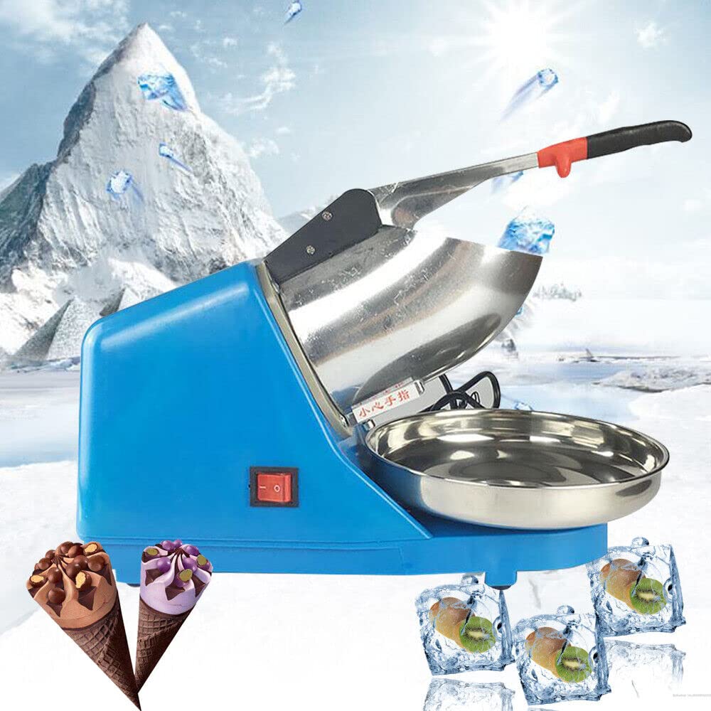 Broyeur à glace électrique de qualité supérieure avec lames en acier inoxydable 300 W 2200 tr/min pour restaurants, bars, fêtes, bleu