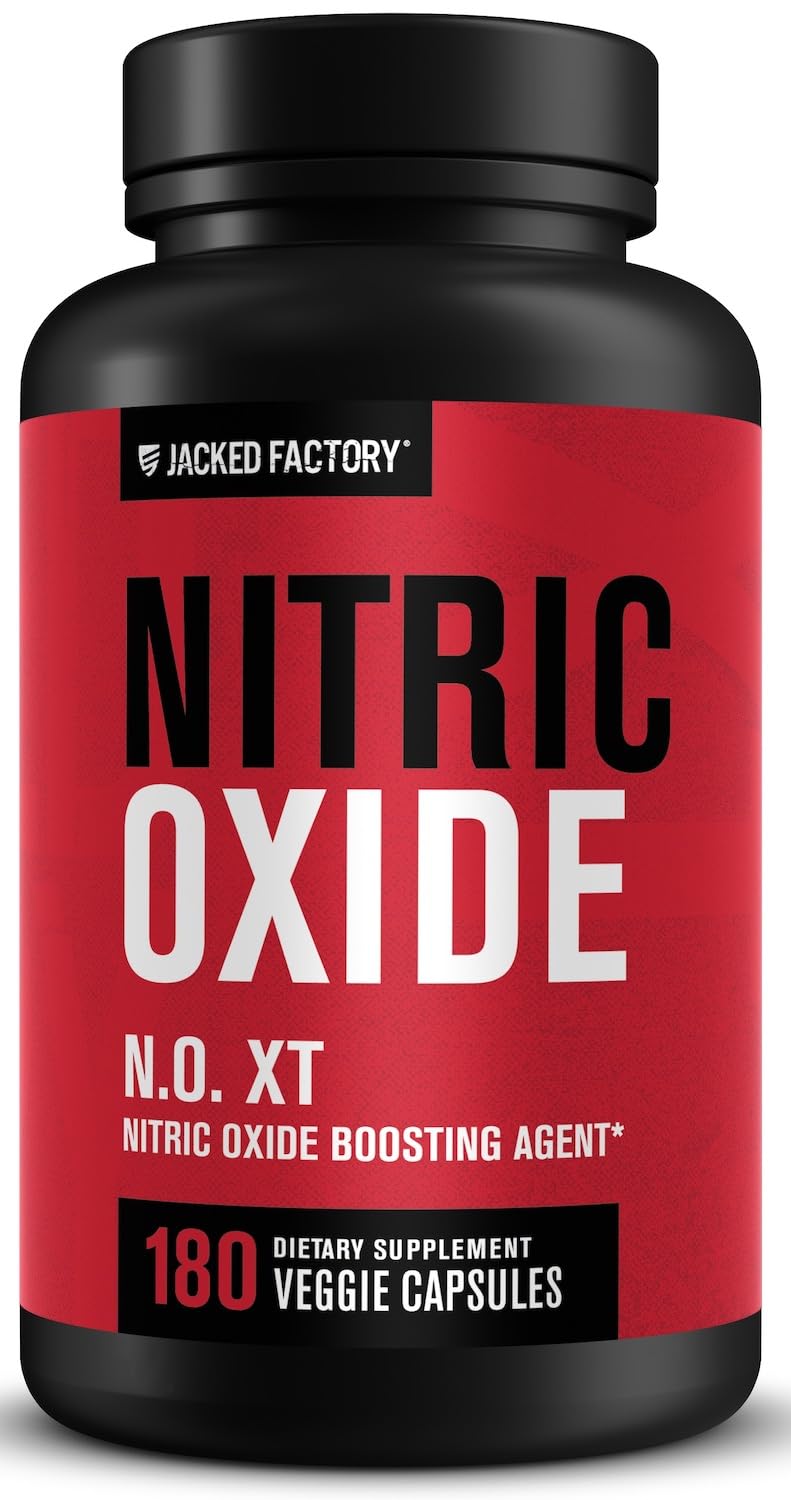 Jacked Factory N.O. XT Nitric Oxide Supplements for Men w/Nitrosigine L Arginine L Citrulline Supplement for Muscle Pumps & Vascularity - Pre Workout Nitric Oxide Booster & Muscle Builder - 180 Caps