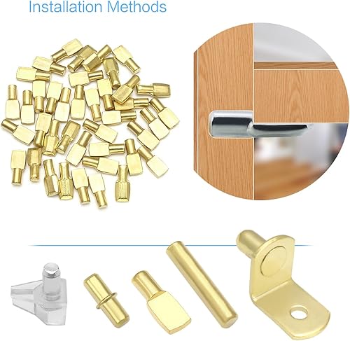 Miniatura 4 de Juego de 112 uñas de 5 estilos para estante, pasador de soporte de estante chapado en níquel metálico, cubierta de silicona, adecuado para gabinete