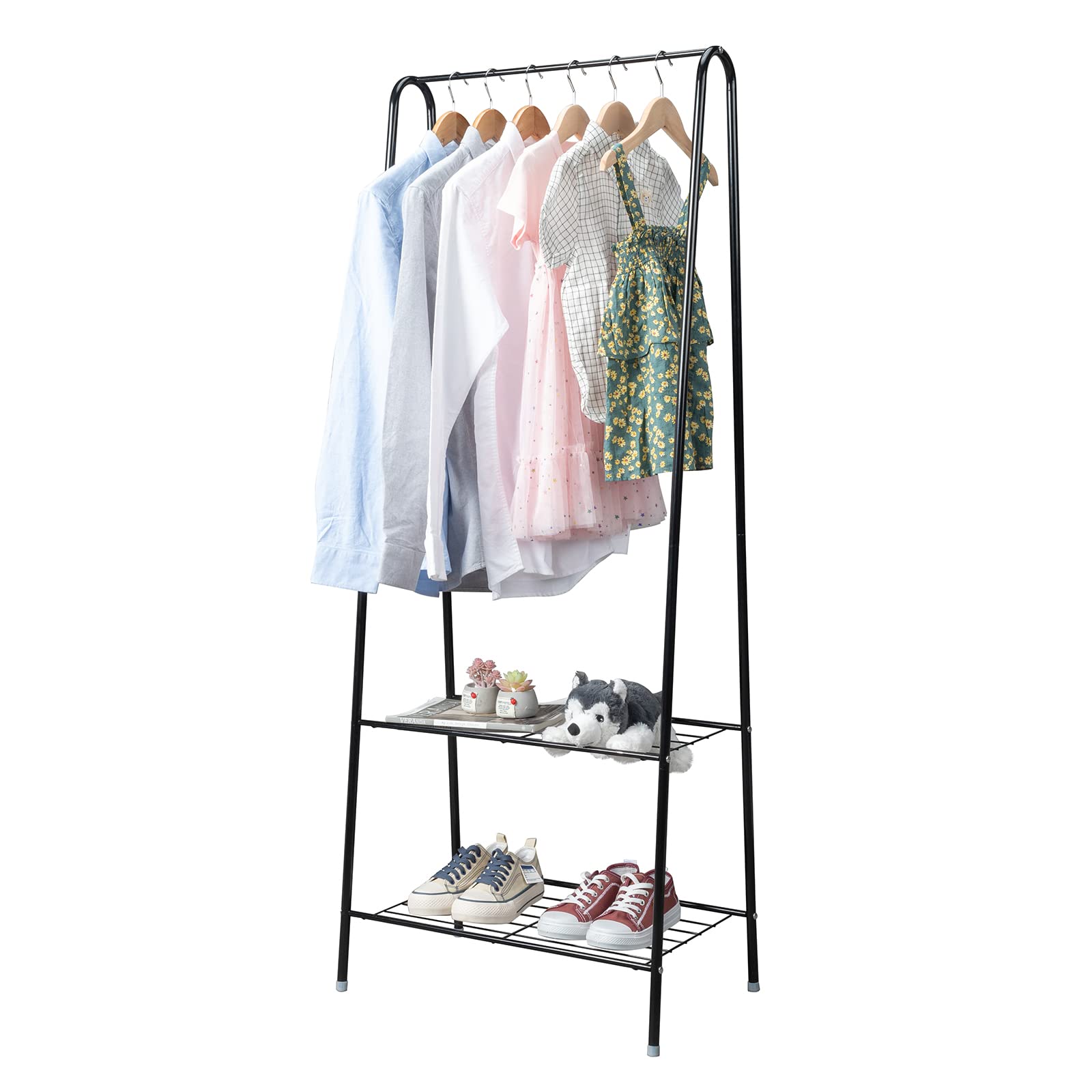 Ochine Clothing Rack Clothing Garment Rack Heavy Duty Clothes Rack Portable Closet Organizer with 2-Tier Shelves Metal Freestanding