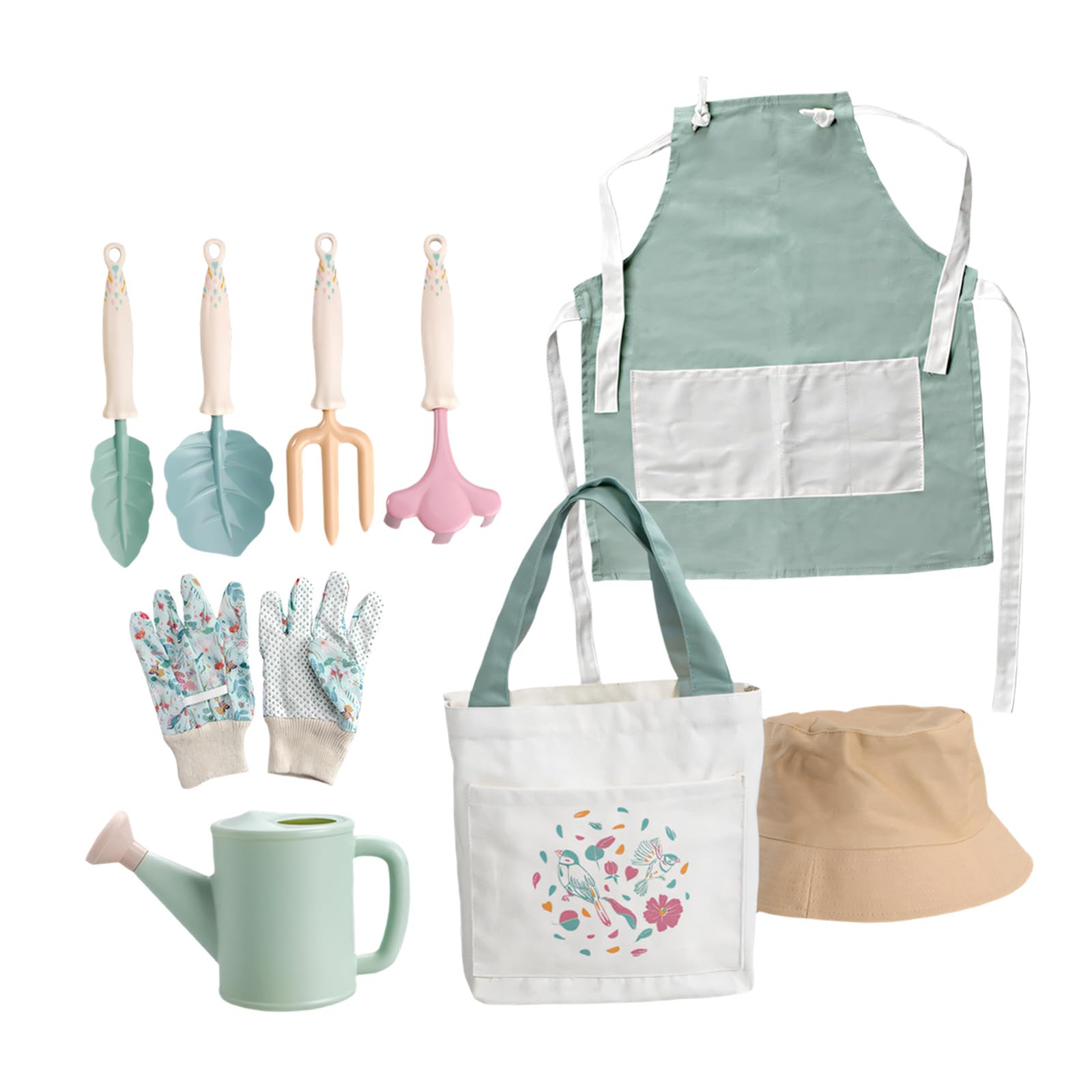 E Sicuro Attrezzatura da giardinaggio per bambini 9 articoli tra cui grembiule, cappello e guanti per piccoli esploratori Set da giardinaggio per bambini