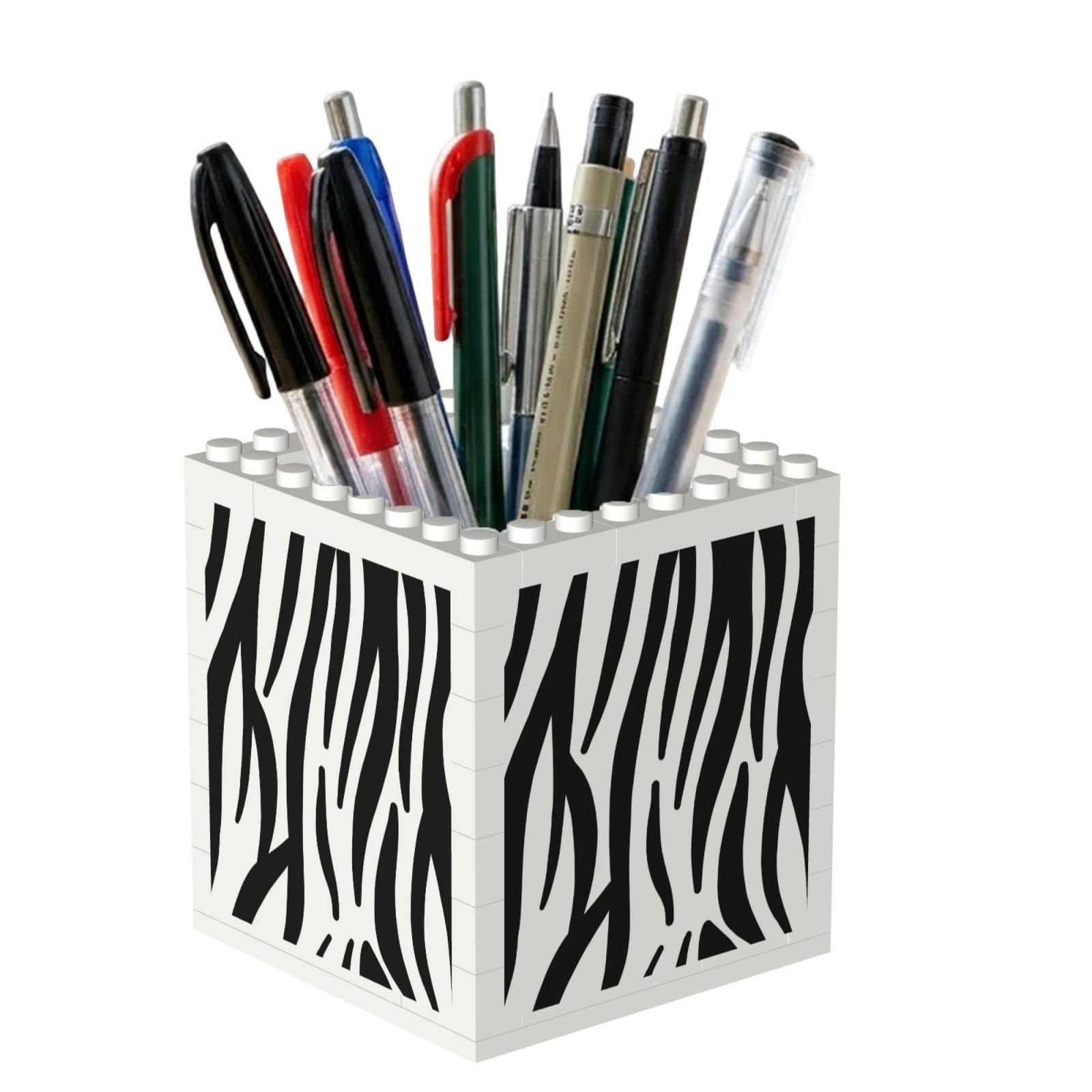 Poadnly Zebra Print, Pen Pot Pencil Holder for Office Home School, Compact Desk Organiser for Office Stationery