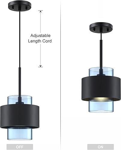 Miniatura 8 de 1 lámpara colgante de isla de cocina para interiores, lámpara colgante de tambor de 5.5 pulgadas, pantalla de vidrio, lámparas de techo modernas de