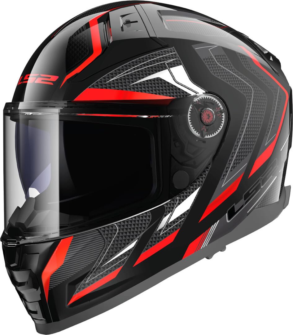 LS2, Integraler Motorradhelm VECTOR II ALIZER Gloss Black Red, XXL