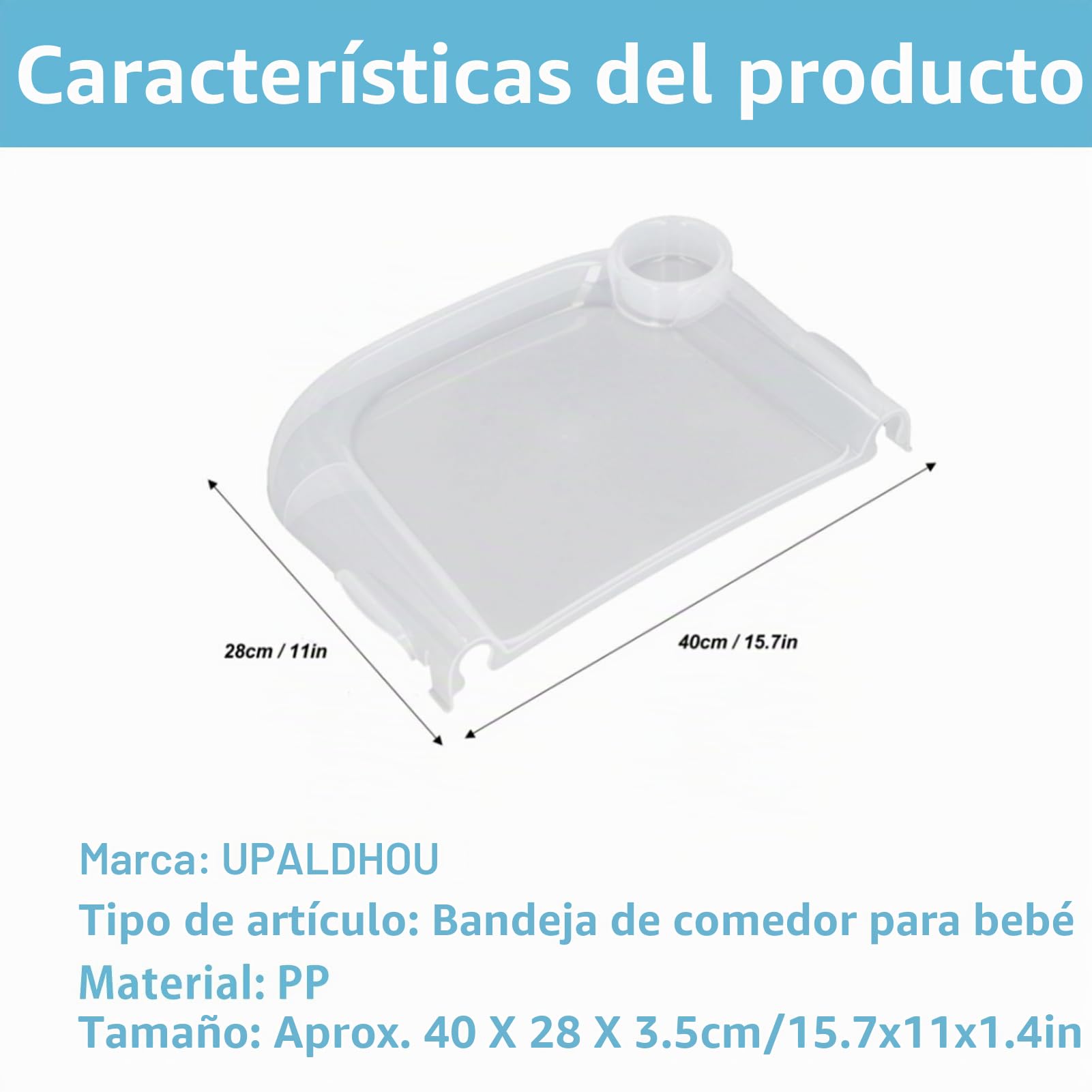Bandeja de Comedor para bebé con Clip, Bandeja para Trona para Niños Pequeños con Recolector de Derrames, Mesa de Comedor con Clip para el Hogar