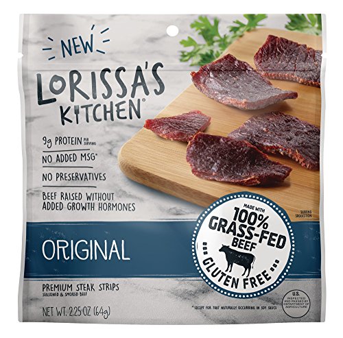 Lorissa s Kitchen Premium Grass-Fed Steak Strips, Original, 2.25 Oz. 8 Count - No Added MSG or Nitrites, Keto Friendly Snacks & Gluten Free, More Tender Than Traditional Beef Jerky