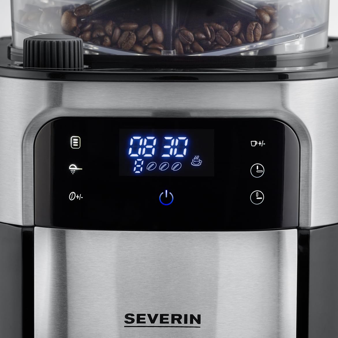 SEVERIN KA 4814 - Macchina da caffè con filtro in acciaio INOX e caraffa termica, macinazione fine e grado di macinazione selezionabile, 1000 W, fino a 8 tazze/ca. 1 litro