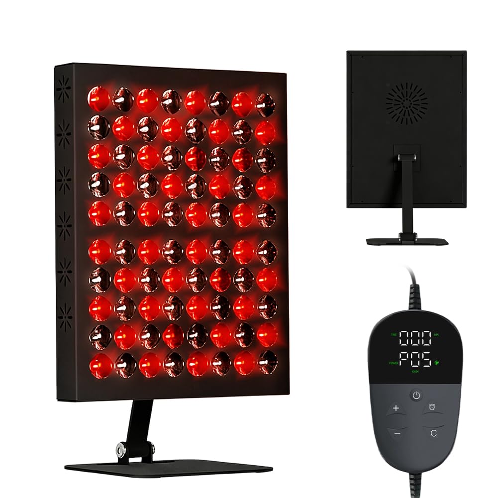 Lampa z czerwonym światłem, lampa na podczerwień, 80 diod LED Red Light, 850 nm i 660 nm, lampa na podczerwień z timerem, urządzenie terapeutyczne 50 W czerwone światło, lampa ciepła do twarzy, całego