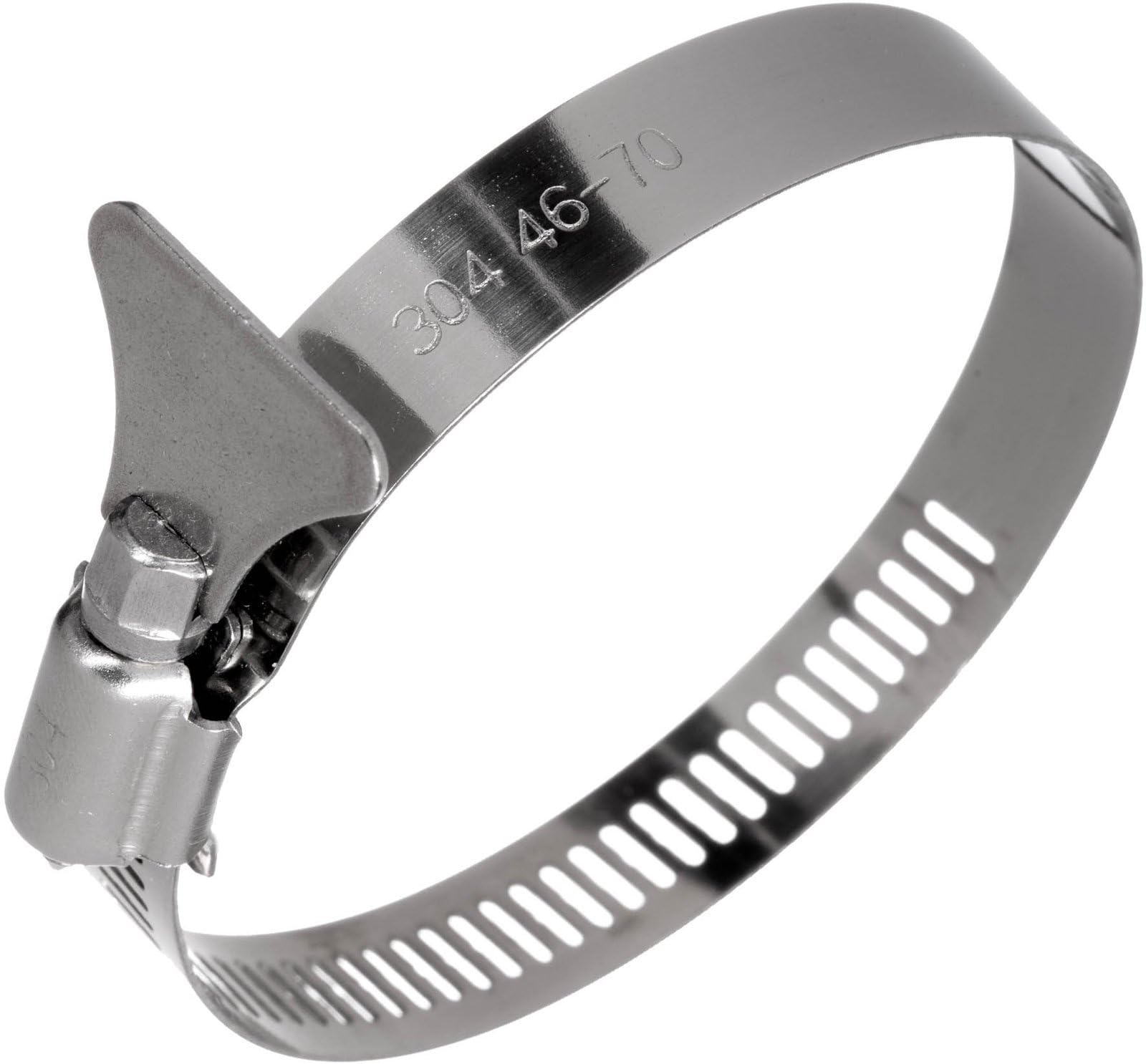 Yoiyee Silver 46-70Mm Hose Clamp, 304 Stainless Steel Adjustable Pipe Clip With Thumbscrew, Butterfly Type Metal Worm Drive Ducting Strap For Securing Gas/Fuel Line, Pack Of 4