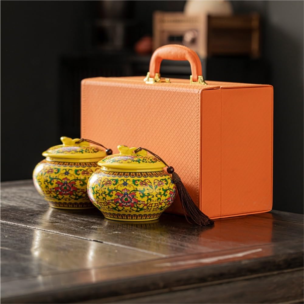 Set Da Tè Contenitore for la conservazione del tè sfuso in ceramica, barattolo sigillato, barattolo for la conservazione dei condimenti da cucina, set di scatole regalo con doppio barattolo for il tè