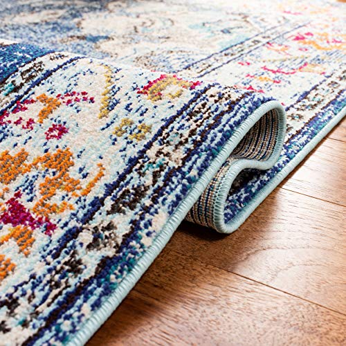 Safavieh Monaco Collection 2'2" X 10' Navy/Light Blue Mnc243N Boho Chic Medallion Distressed Non-Shedding Living Room Entryway Foyer Hallway Bedroom Runner Rug #TOP5