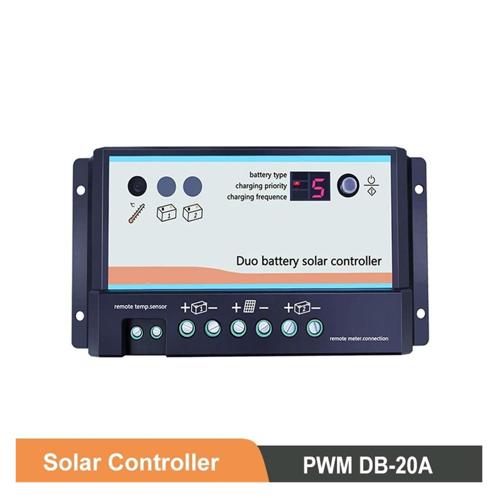 PWM 20A Podwójna Bateria Regulator Ładowania Słonecznego 12V 24V Automatyczne Regulatory Słoneczne Dwa Układy Pasujące Do Systemu RV DB-20A