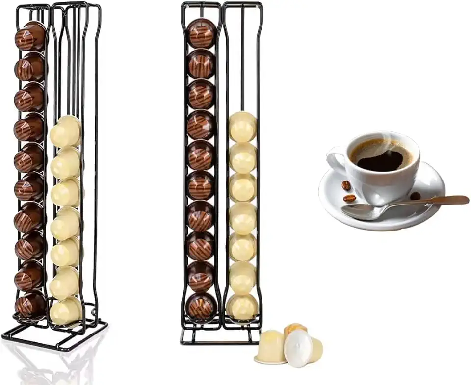 Suporte Porta 40 Cápsulas Café Nespresso Três Corações Organizador Torre Preto