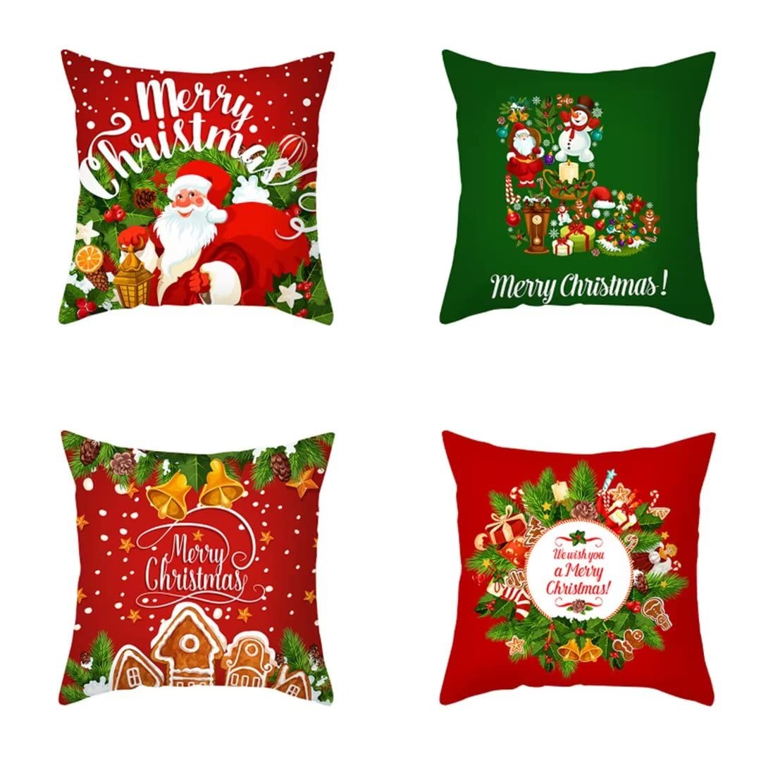 Housse de coussin en velours rouge Noël 40x40cm lavable et ultra douce CH-2021