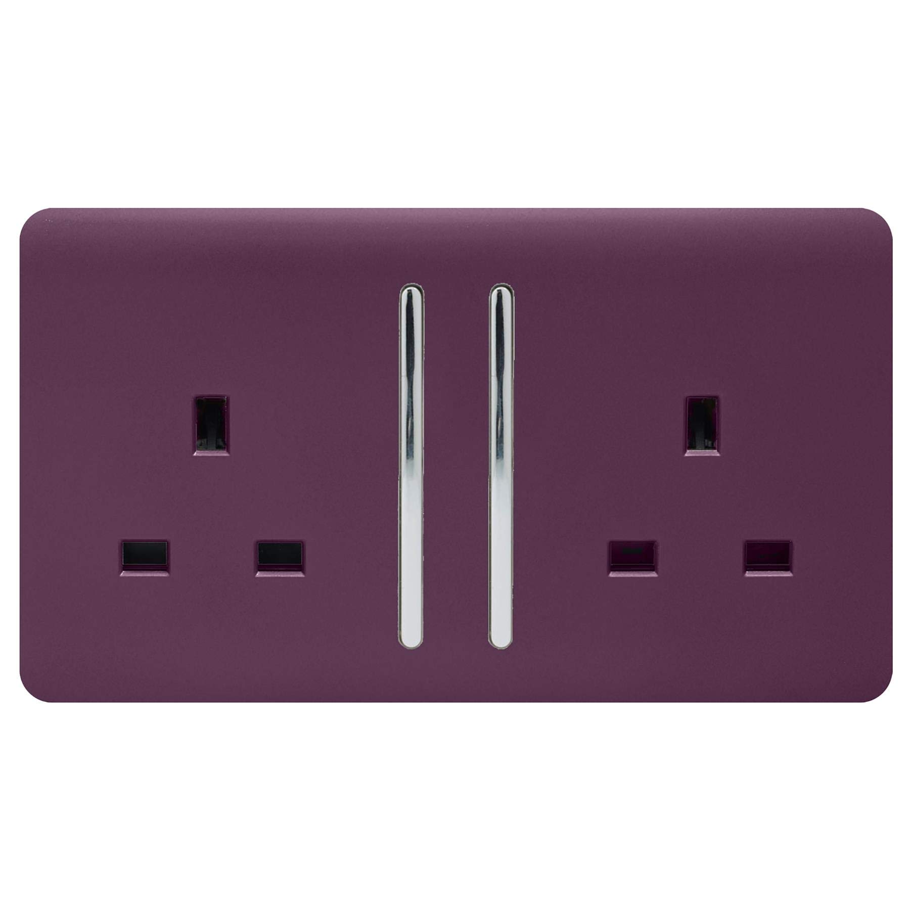 Trendi Switch 2 Gang Switched Plug Socket - Size 2 - Purple