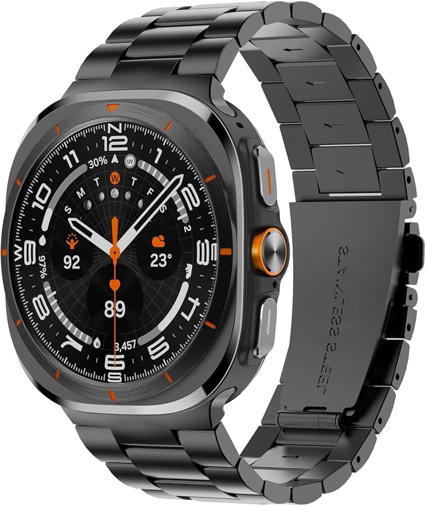Dado Stainless Steel replacement band for Samsung Galaxy Watch Ultra 47mm, 3 beads adjustable length Stainless Steel strap