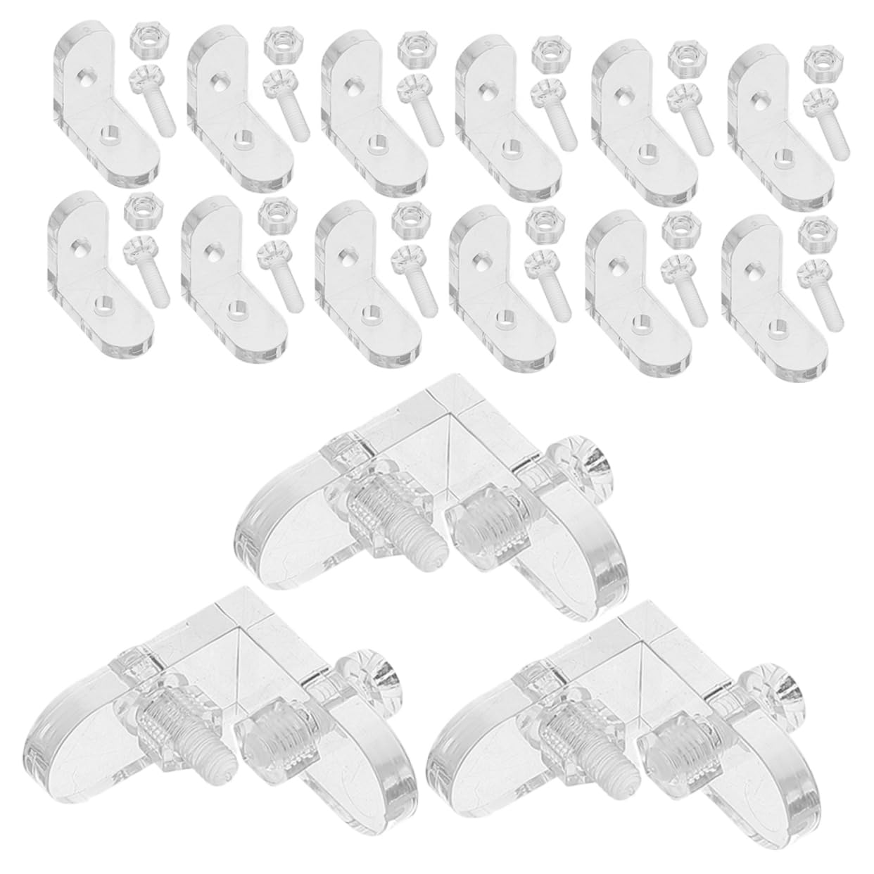 Cabilock 15Pcs Transparent Acrylic Corner Braces for Display Cabinets Edge Clips for Reinforcement Easy to Clean Corner Fixing Clips for Boxes Storage and DIY Crafts