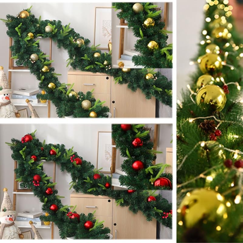270cm Rattan-Weihnachtskranz, Adventskranz Künstlich, Türkranz Außen, Türkranz Winter, Geeignet for Treppen, Wandtüren, Innen- und Außenkranz(Silver)