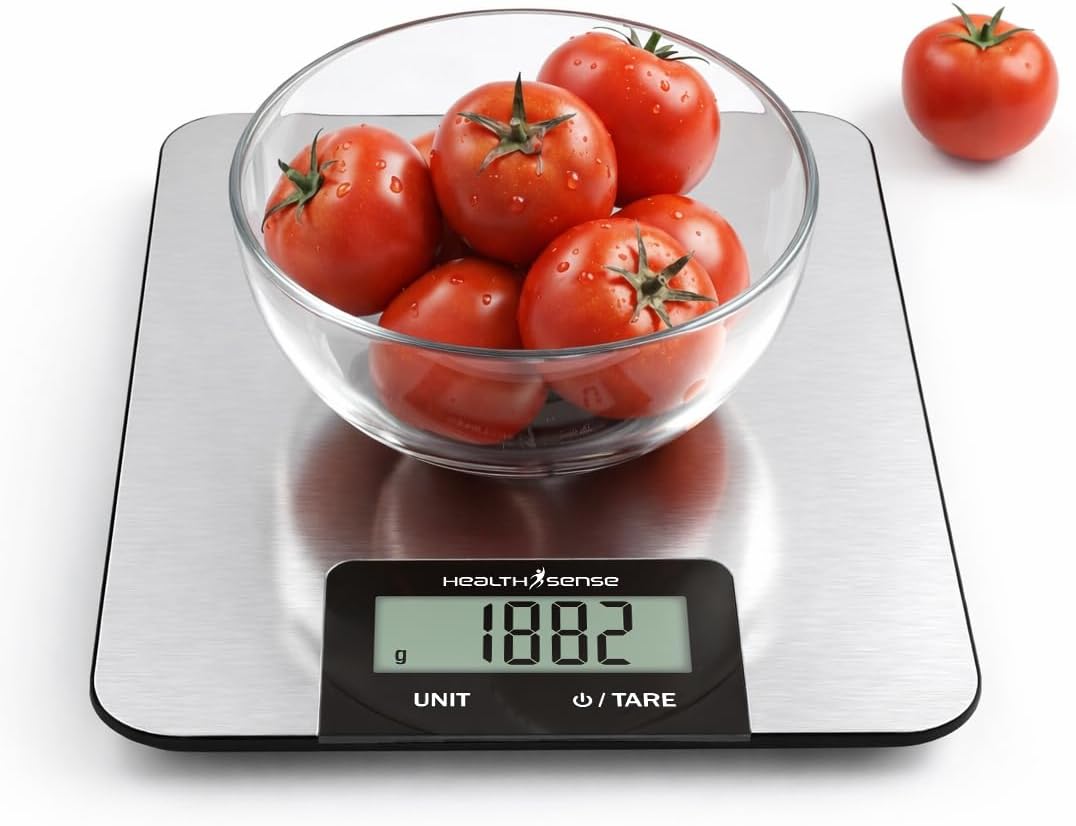 HealthSense Smart Kitchen Weighing Machine for Food | Digital Kitchen Scale for Home with High-Precision Sensors, Tare Function, Multi-Unit Measurement, Stainless Steel Platform & 1-Year Warranty
